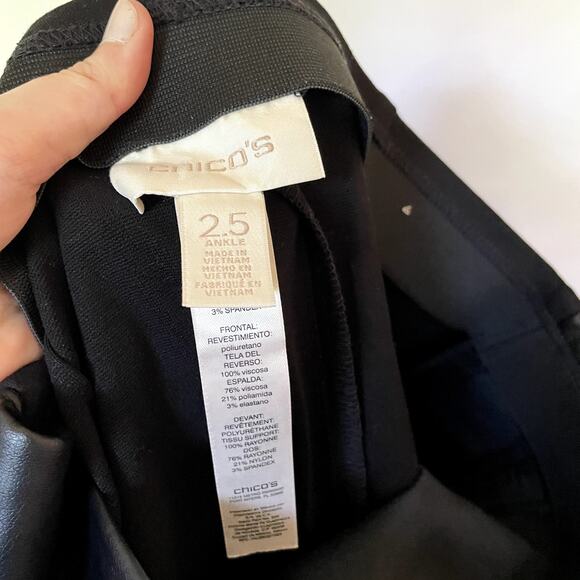 Chico's leather knit pants women's size 2.5 XL rayon trousers pockets unique - Picture 6 of 7